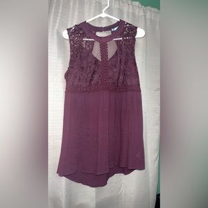 Maurice’s Maroon/Burgundy Lace Babydoll Top Large